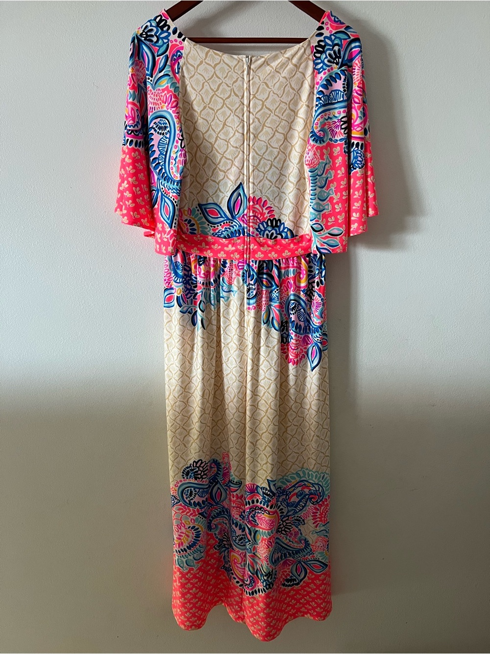 Lilly Pulitzer Minka Maxi Dress in the "Coral Spritz Beach Bungalow" Sz 14 - Picture 12 of 13